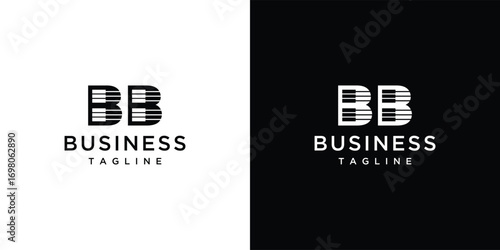 B piano letter sign logo vector template illustration