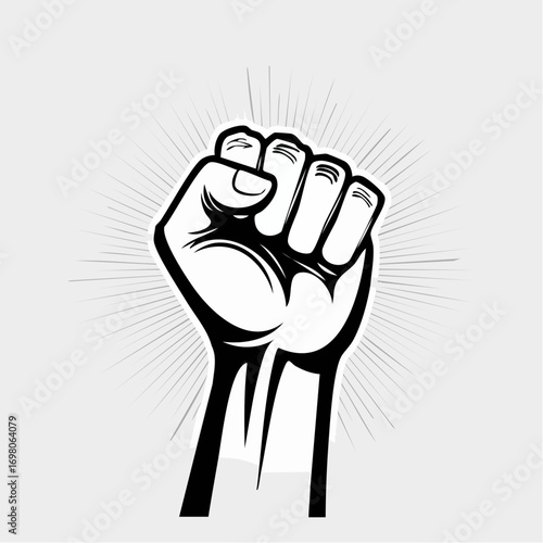 Raised fist - symbol of victory, strength, power and solidarity flat icon for apps and websites