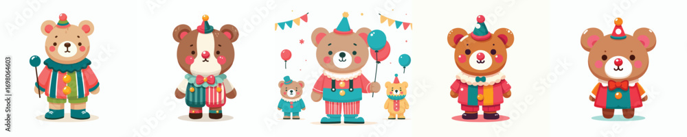 Obraz premium cute bear vector dressed as a clown