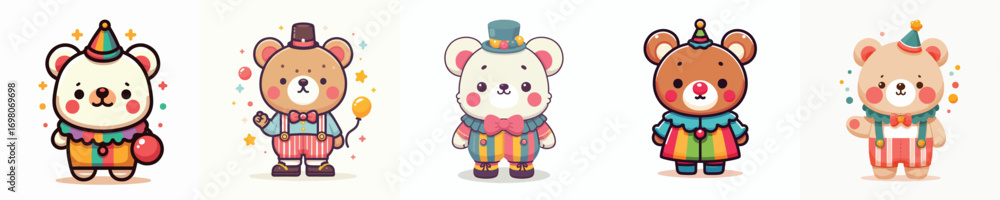 Obraz premium cute bear vector dressed as a clown