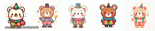 cute bear vector dressed as a clown