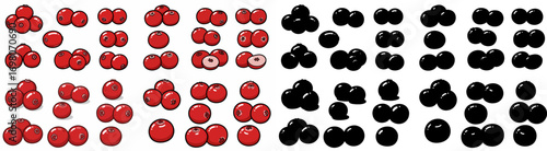 Dragon fruit slices and whole fruits with transparent background