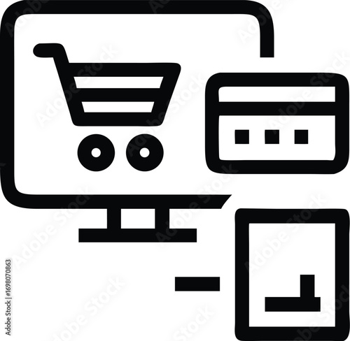 E‑Commerce Icon Pack: Shopping Cart, Location, Credit & Mobile Symbols for Digital Retail
