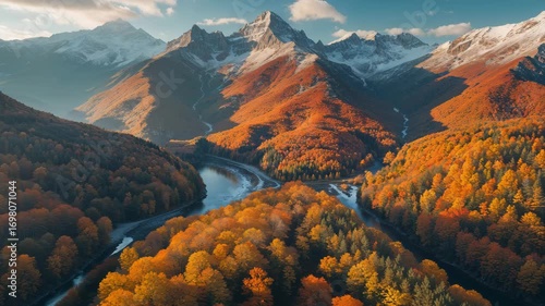 Aerial View of a Beautiful Autumn Day in the Mountains: Stunning 4K Drone Footage