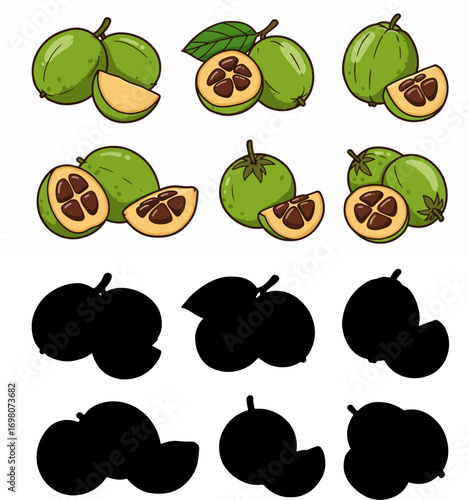 Pear halves collection with transparent background