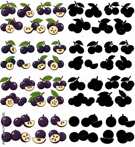 Tomato slices and dark shapes with transparent background