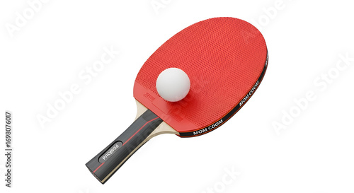 Red ping pong racket with ball for game sport isolated PNG with Transparent Background
