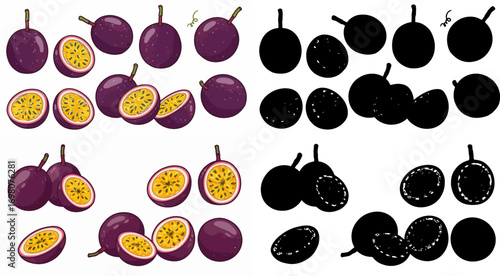 Pomegranate fruit set with transparent background