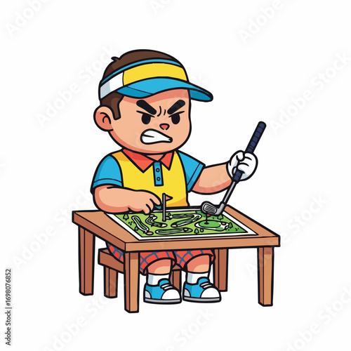 Frustrated Golf Player Studying a Map.
