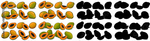 papaya collection with transparent background
