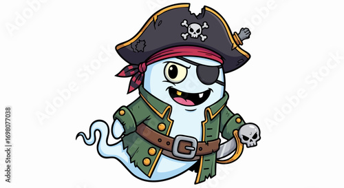 Cartoon Pirate Ghost Character Illustration.