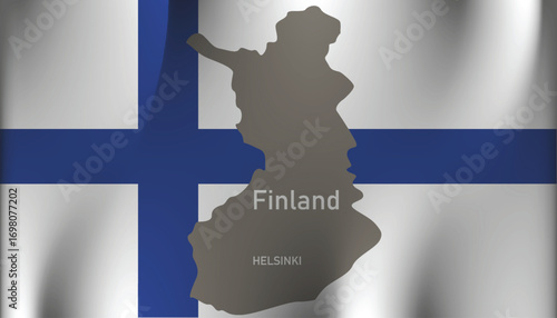 Finland national map and flag isolated on a grey background, victory day concept, vector illustration design