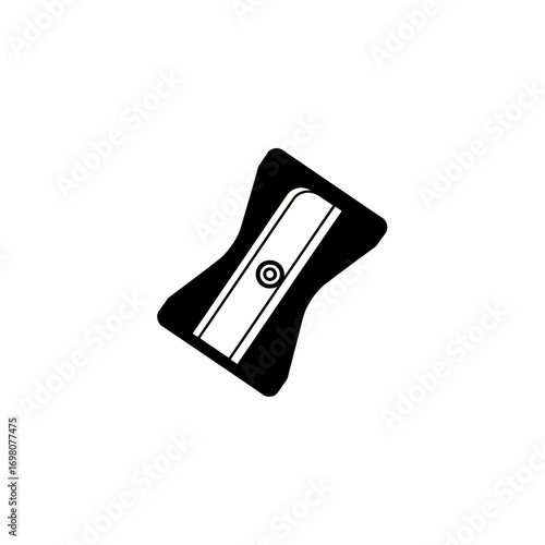 Simple black and white icon of a pencil sharpener