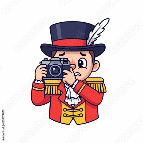 Circus Ringmaster Photographer Capturing a Moment with Vintage Camera.