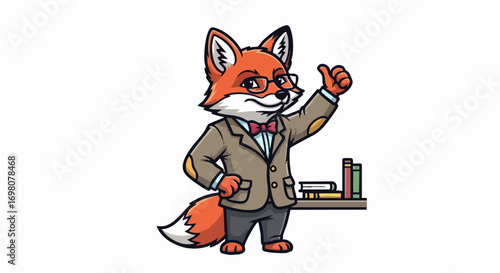 Clever Fox Professor Giving Thumbs Up.
