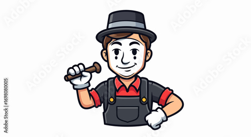 Cartoon Mime Character Illustration.