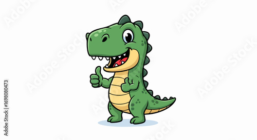 Cute Cartoon Dinosaur Giving a Thumbs Up.