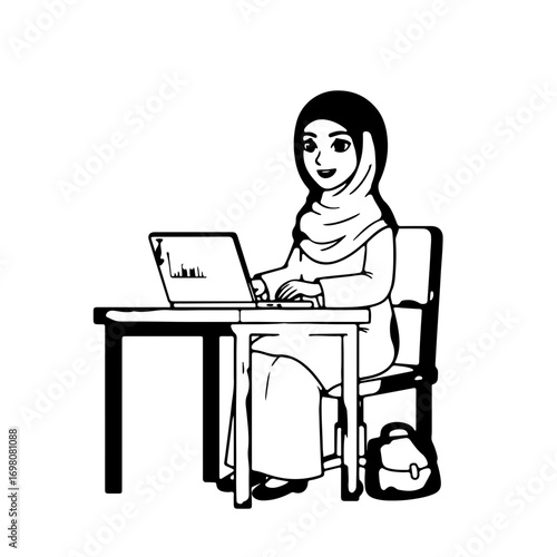 woman working on laptop