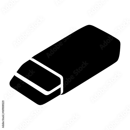 Black eraser icon with white outline detail