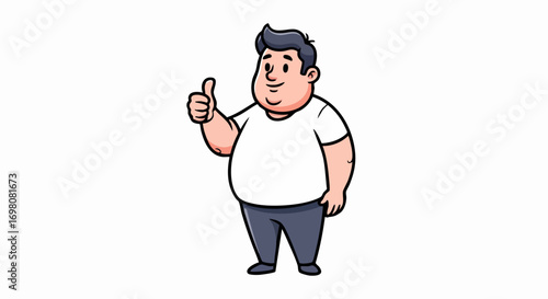 Happy cartoon man giving a thumbs up, showing approval and positivity.
