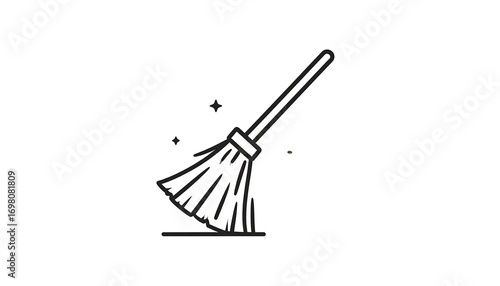 Simple line art broom icon