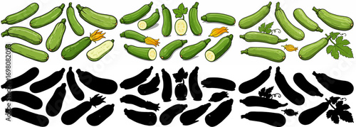 Avocado halves and slices with transparent background