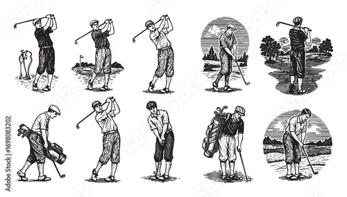 set of golf player 