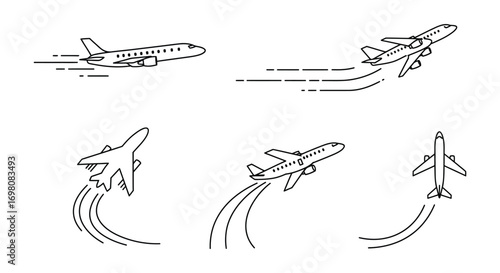 aircraft flight paths showing various directions and movements