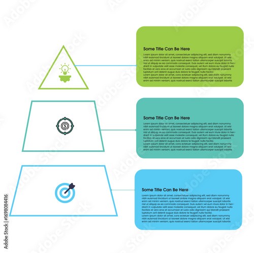 “Pyramid Infographic Template with Flag and 3 Steps for Success and Achievement”