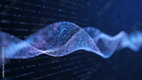 Abstract blue technology motion background featuring a digitally rendered wave effect