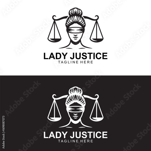 Lady Justice Logo Blindfold Scales Balance Law Symbol Design