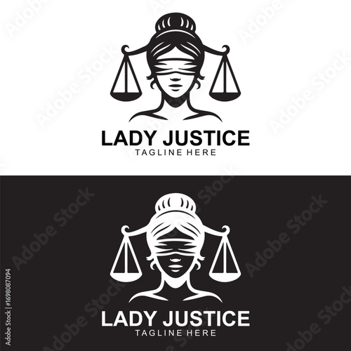 Lady Justice Logo Blindfold Scales Balance Law Symbol Design