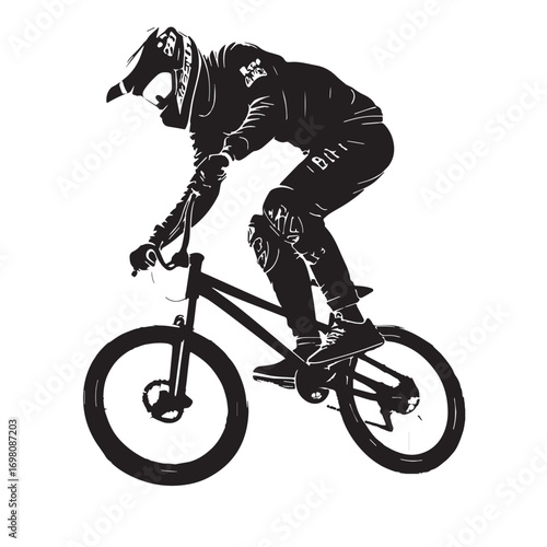 Black bmx racing Silhouette Vector, High Quality Illustration on White Background
