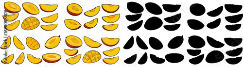 Mango slices and shapes with transparent background