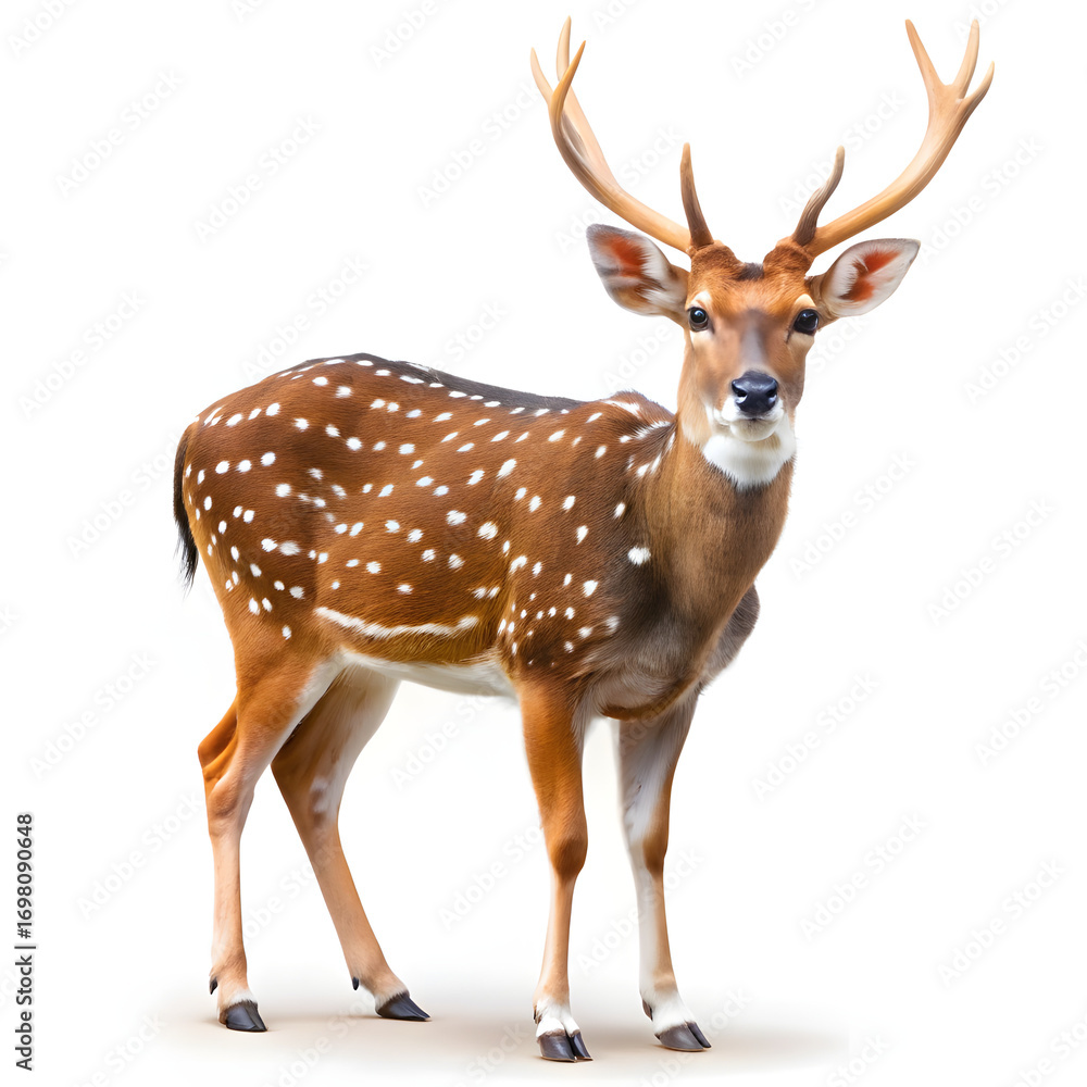 Fototapeta premium Spotted deer on white background
