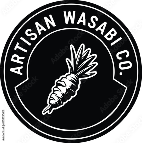  Artisan Wasabi Co. — Monochrome Round Logo Badge Vector