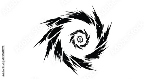 Abstract Black and White Vortex Design with Sharp Edges.