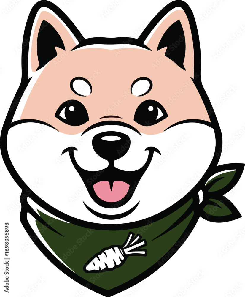 Fototapeta premium Kawaii Shiba Inu Dog Face Vector Mascot
