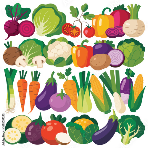Abundant Variety of Fresh Vegetables and Root Vegetables Keywords: vegetables, food, healthy