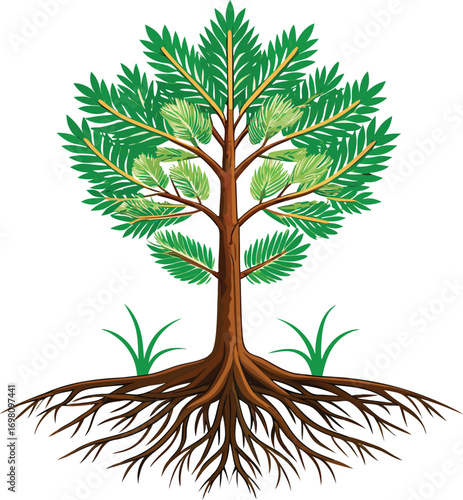Christmas Genealogy Trees Green Tree Roots Illustration