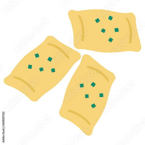 Maultaschen germany ravioli dumplings flat color vector illustration template design