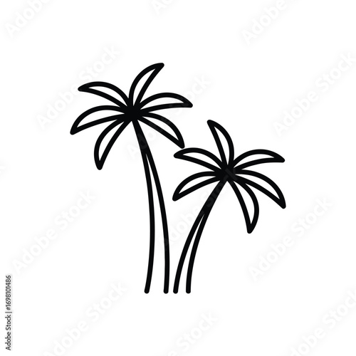 Simple line art drawing of two palm trees