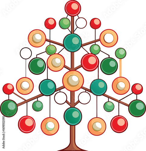 Christmas Genealogy Trees Abstract Colorful Ornament Tree