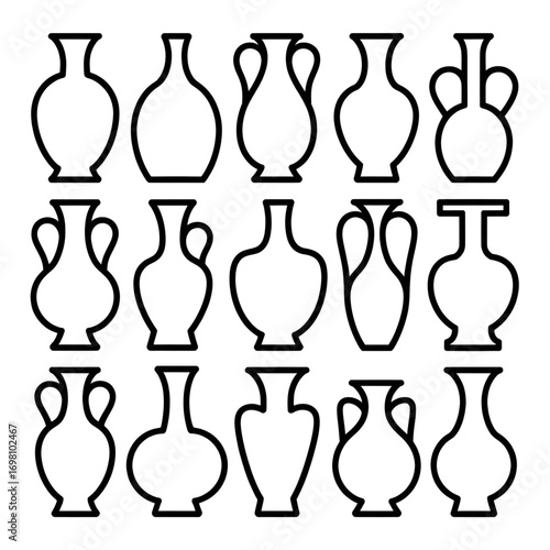 Elegant Vase Outline Collection for Decor, Art, and Design Projects Coloring page