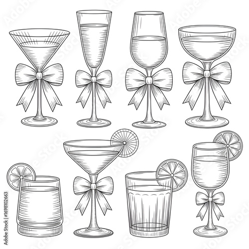 set of cups of champagne