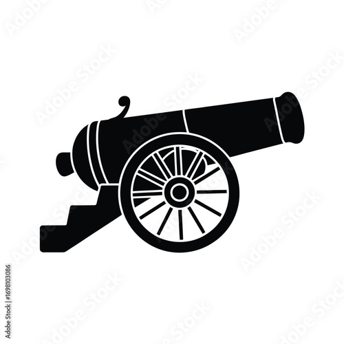 Silhouette of a historical cannon on wheels