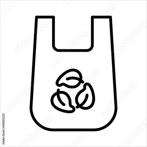 Recyclable plastic bag icon with a recycling symbol.