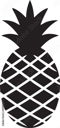 Pineapple silhouette vector illustration, tropical fruit icon design ideal for food, summer, and nutrition themes.