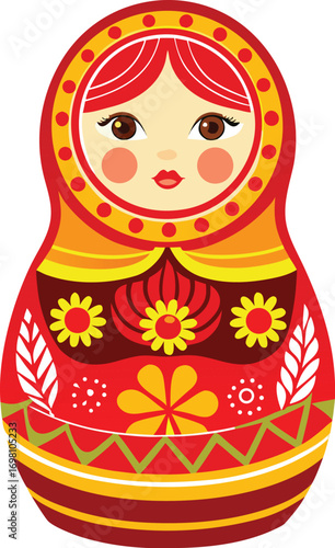 Christmas Cultural Fusion Adorable Red Matryoshka Doll