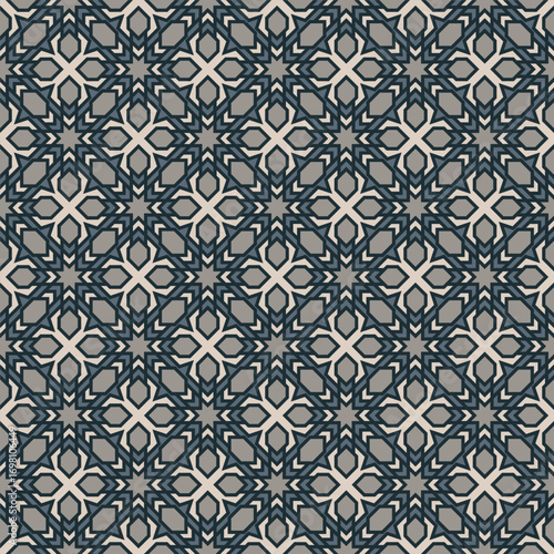 Geometric Symmetry Arabesque Style Detailed Repeat Pattern Design Background
